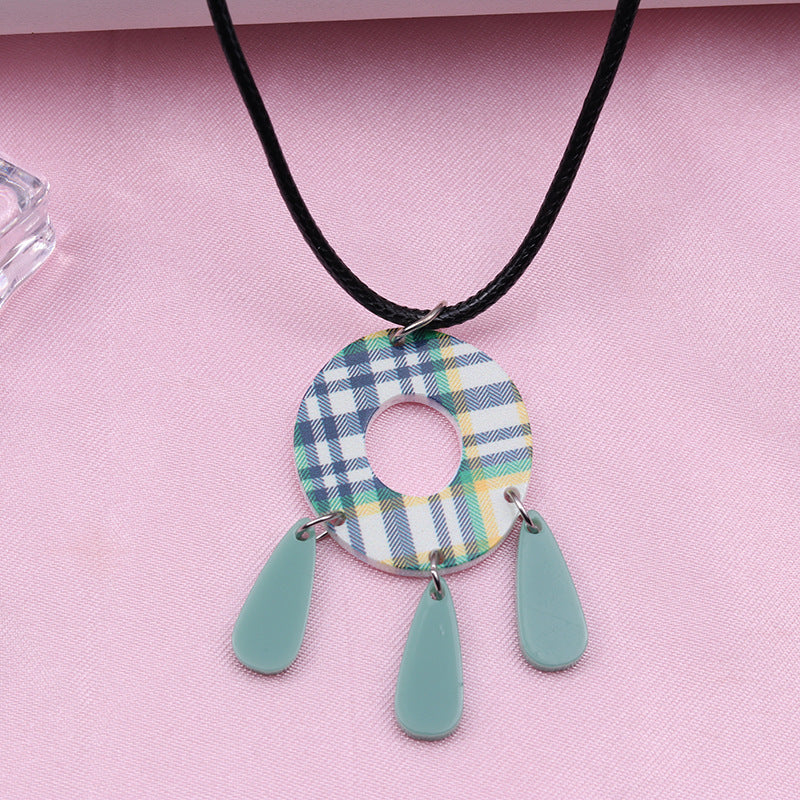 Wholesale Geometric Splicing Hollow Tassel Acrylic Necklaces
